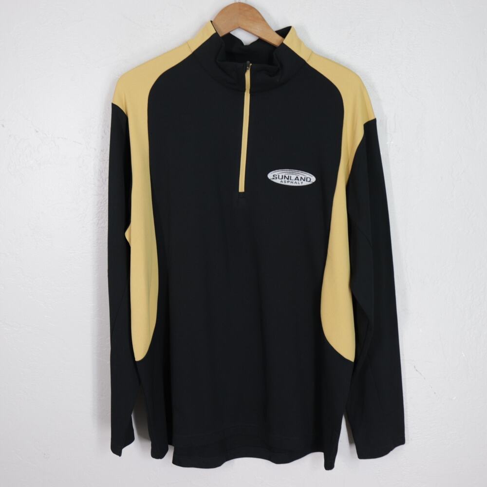 Antigua Shirt Men XL Black Cream Pullover Zip Long Sleeve Sunland Asphalt